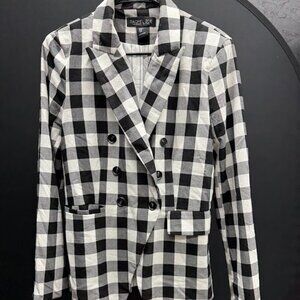 Rachel Zoe Black and White Gingham Blazer